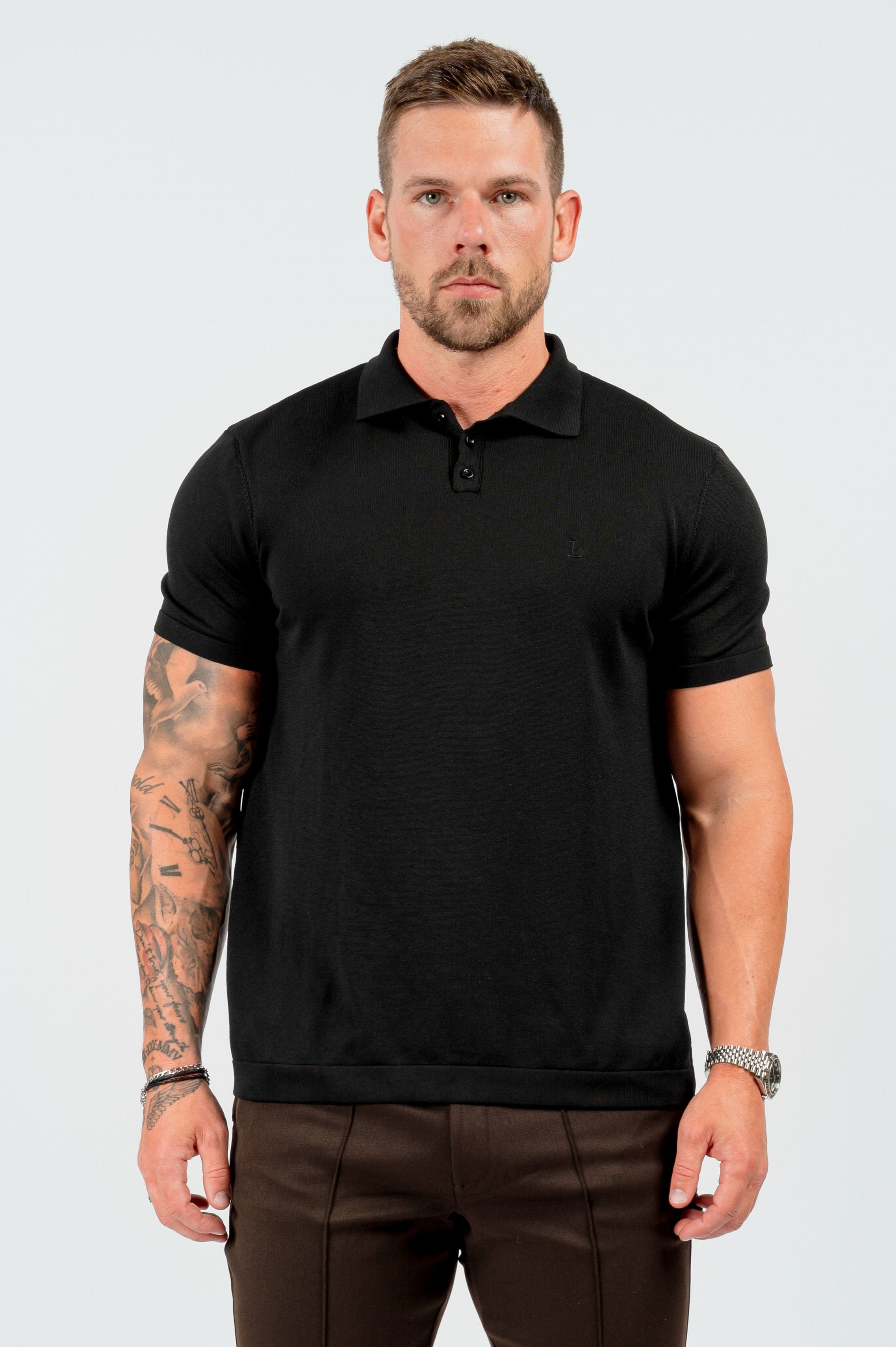 muscle fit knitted polo