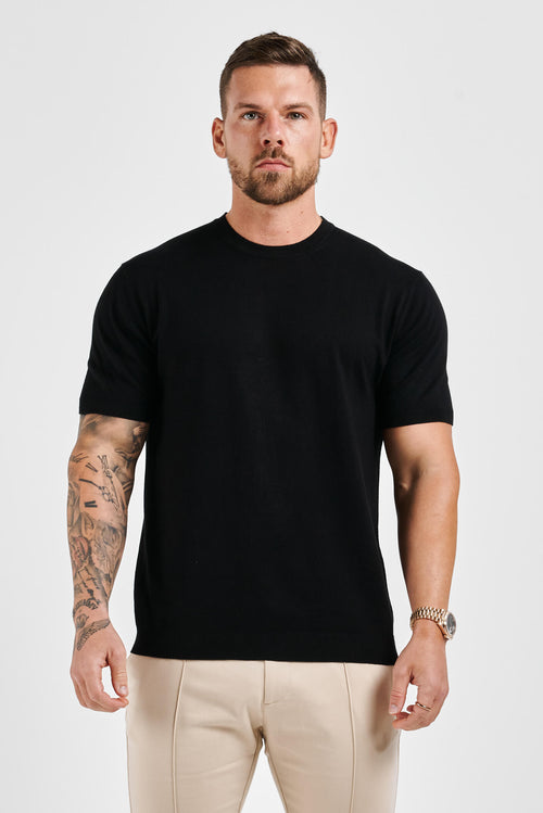 KNIT T-SHIRT - BLACK