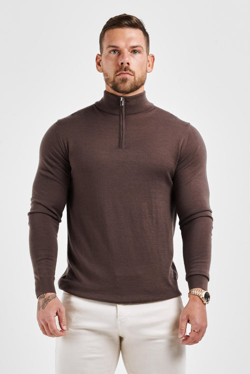 KNIT SWEATER - BROWN