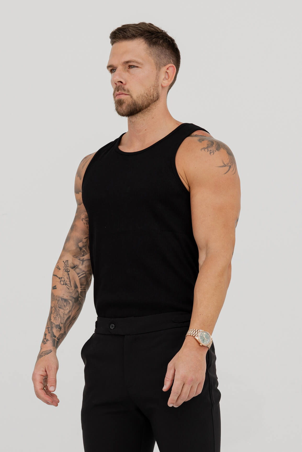 RIBBED VEST - BLACK