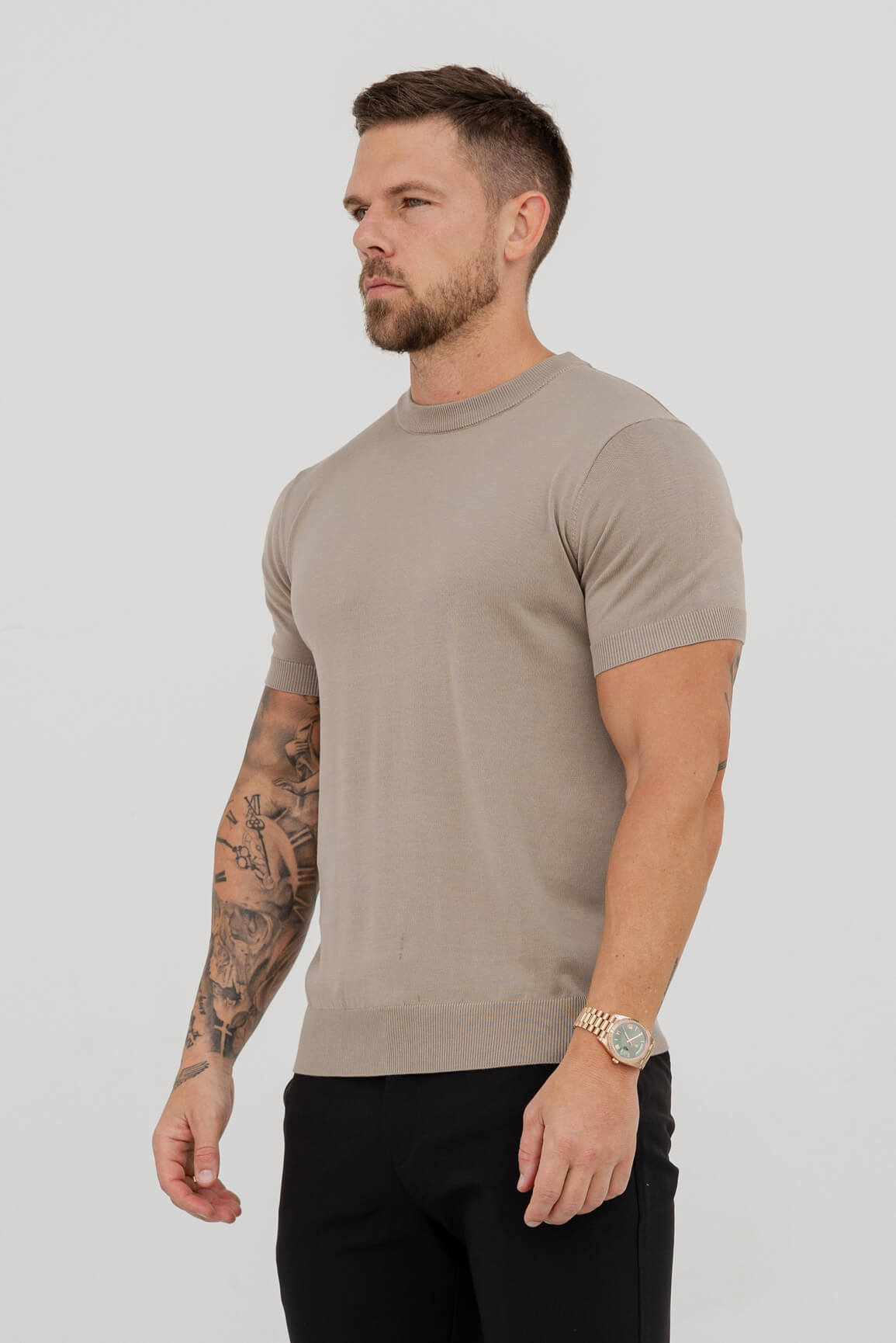 KNIT T-SHIRT - KHAKI