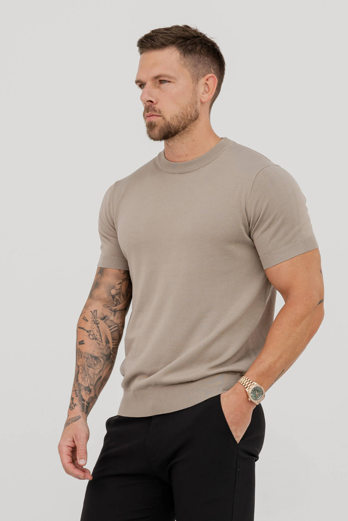 KNIT T-SHIRT - KHAKI