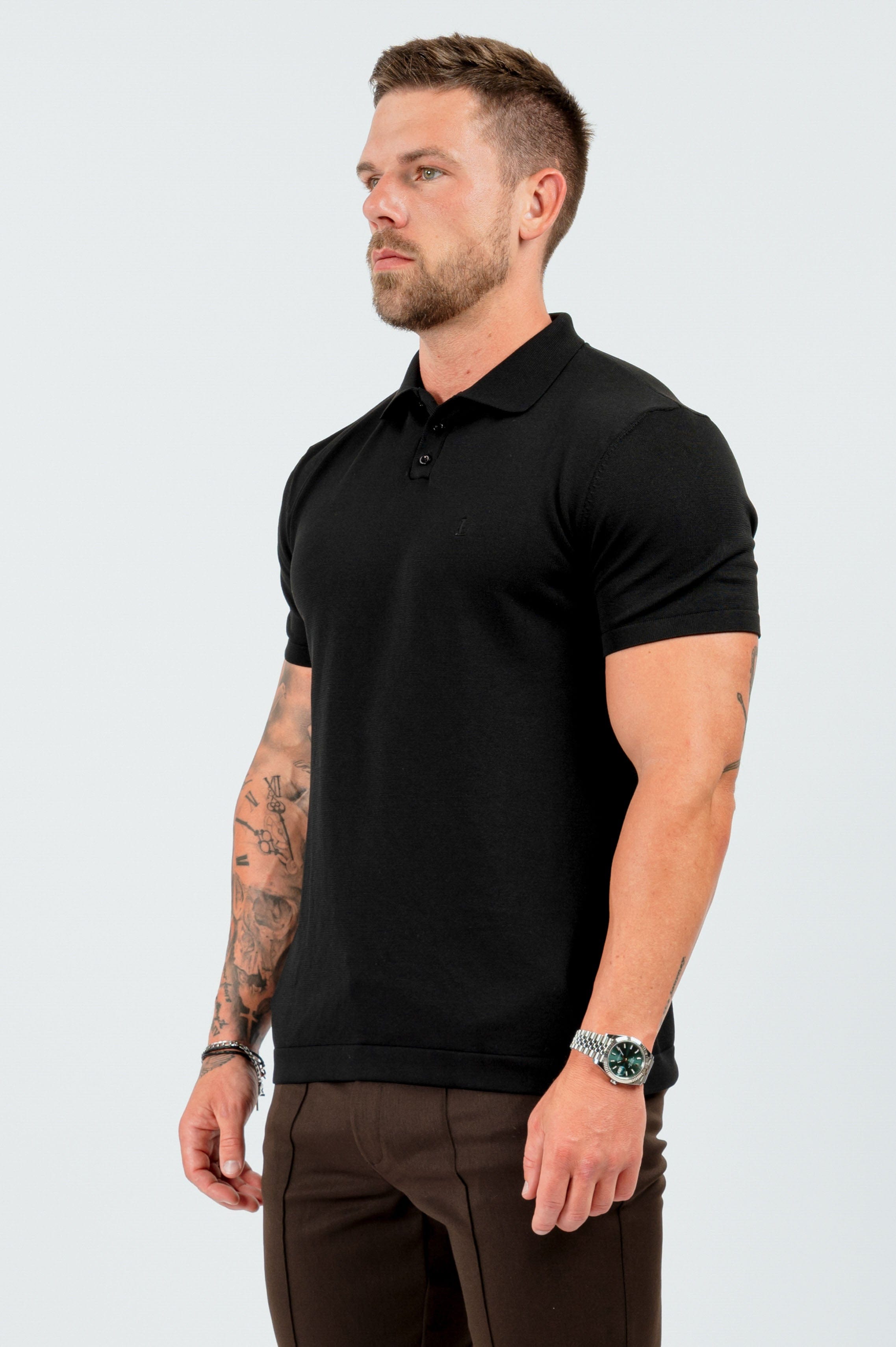 SOFT TOUCH KNIT POLO BLACK Legend London