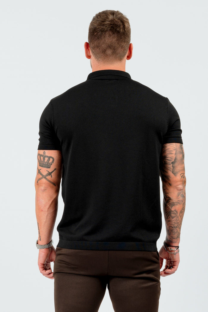 SOFT TOUCH KNIT POLO - BLACK