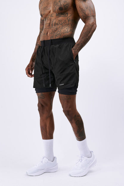 Legend London Activewear LEGEND ACTIVE DUAL LAYER SHORT - BLACK