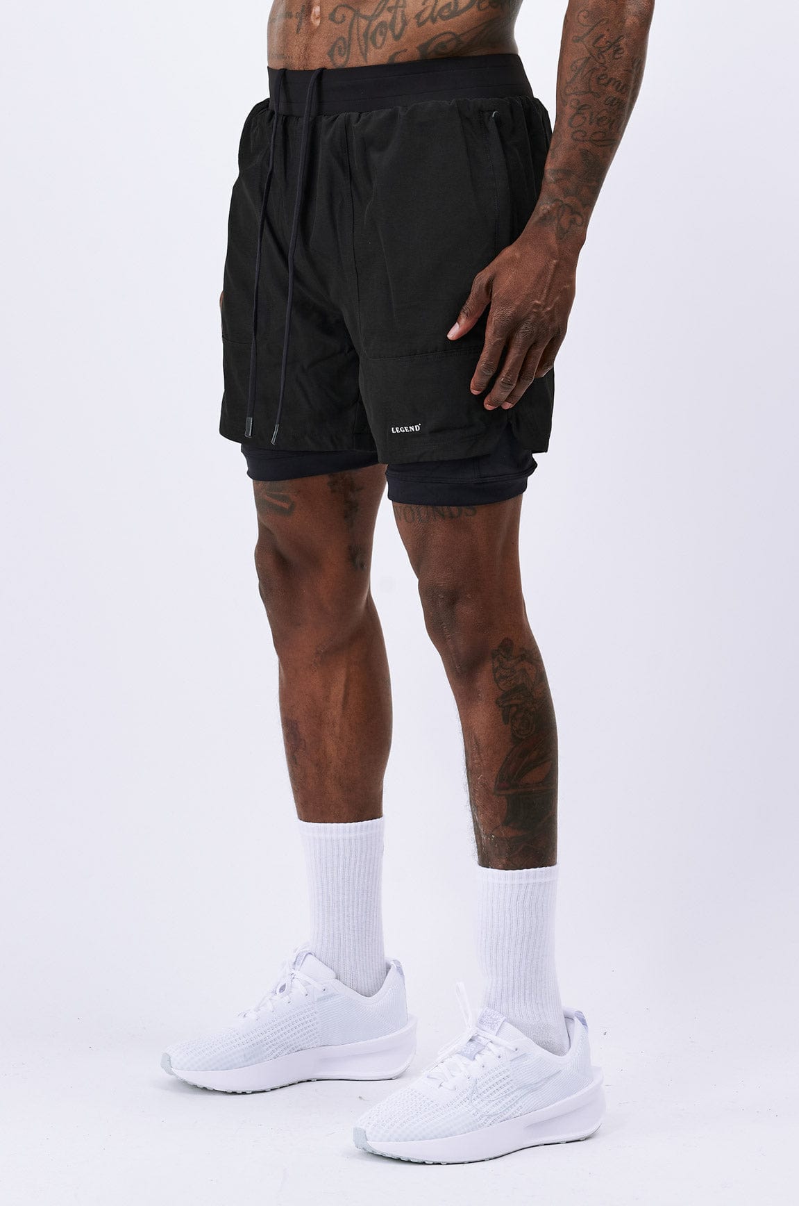 Legend London Activewear LEGEND ACTIVE DUAL LAYER SHORT - BLACK