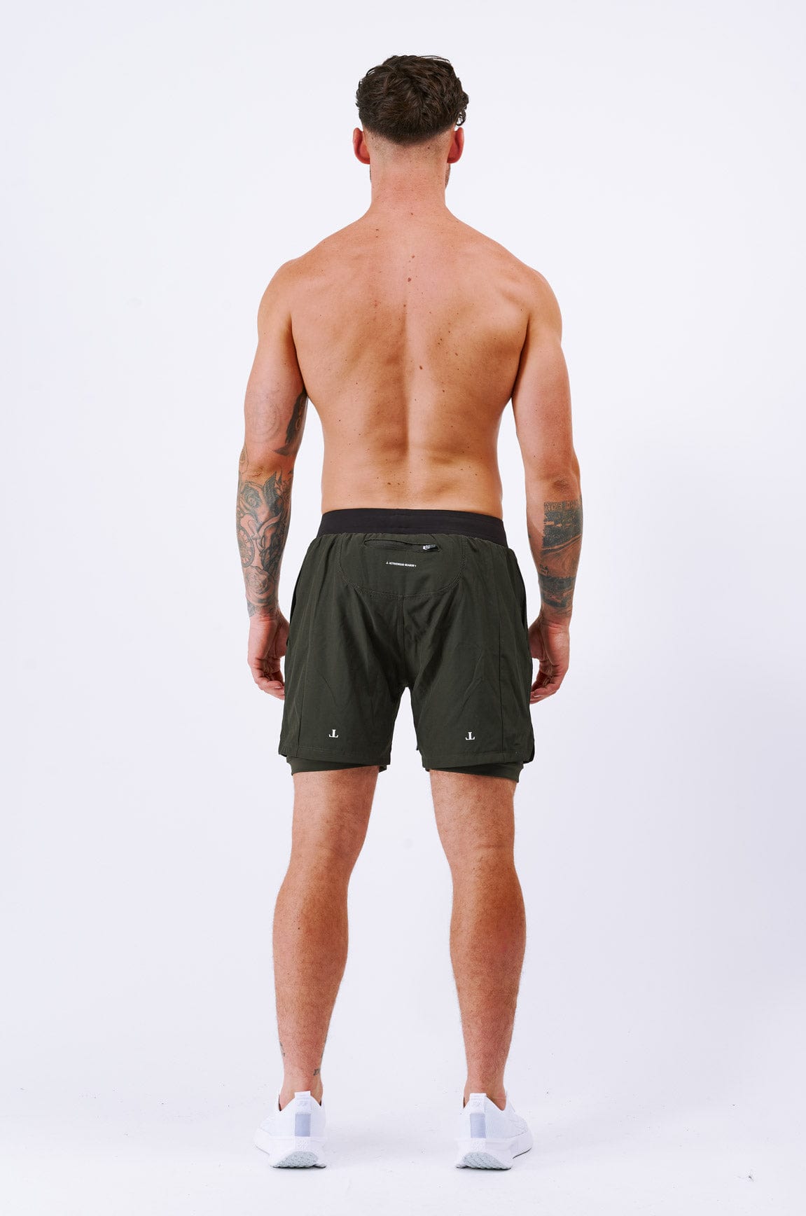 Legend London Activewear LEGEND ACTIVE DUAL LAYER SHORT - MILITARY KHAKI