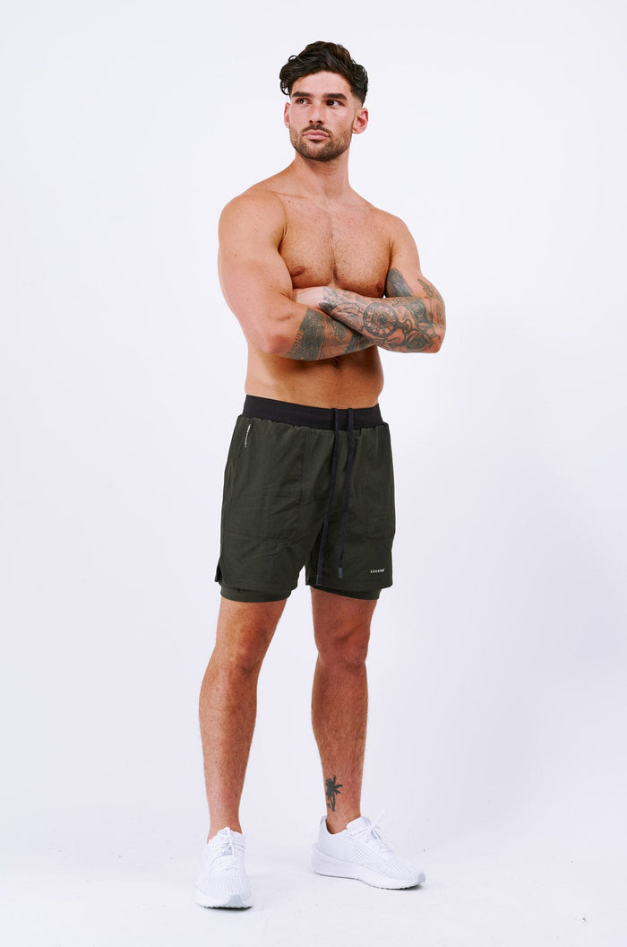 LEGEND ACTIVE DUAL LAYER SHORT - MILITARY KHAKI