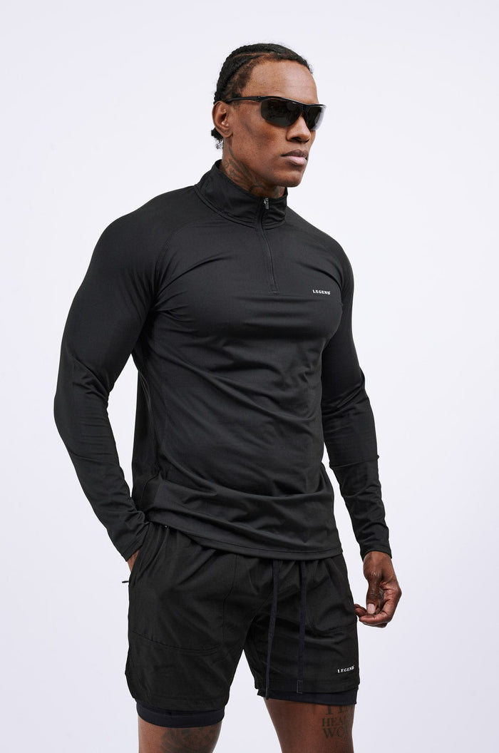 ACTIVE 1/4 ZIP TOP - SCHWARZ