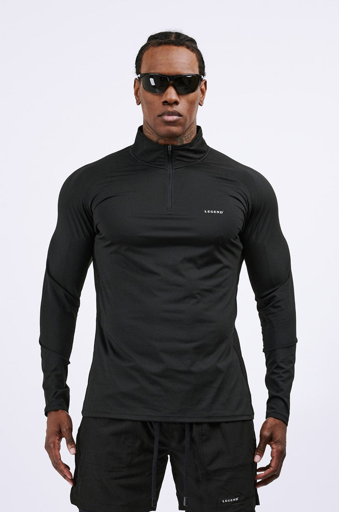 ACTIVE 1/4 ZIP TOP - SCHWARZ