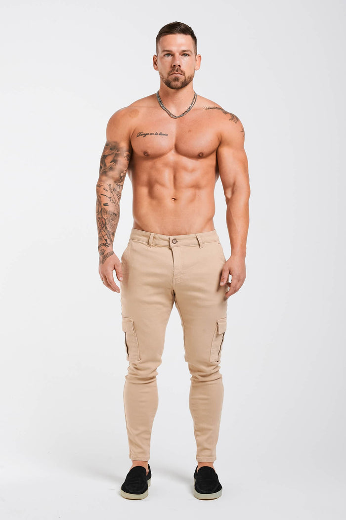 SLIM-FIT-CARGOHOSE – BEIGE