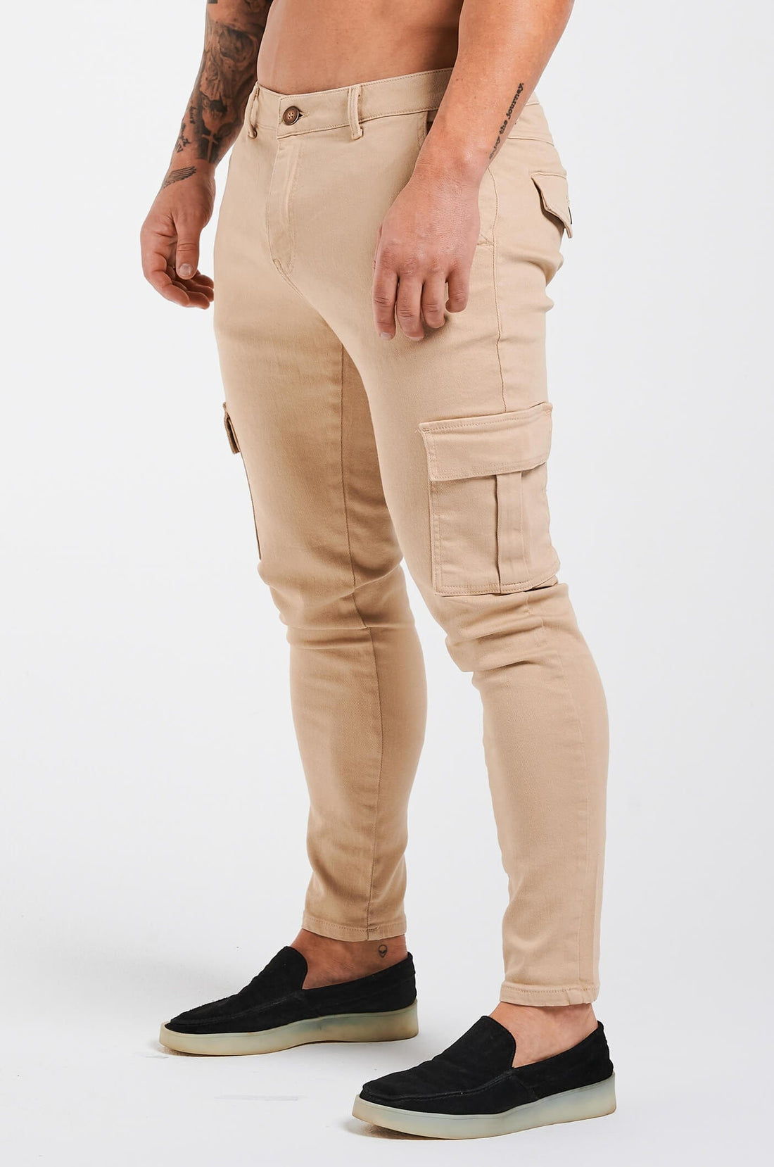 Legend London cargos STRETCH CARGO TROUSERS - BEIGE