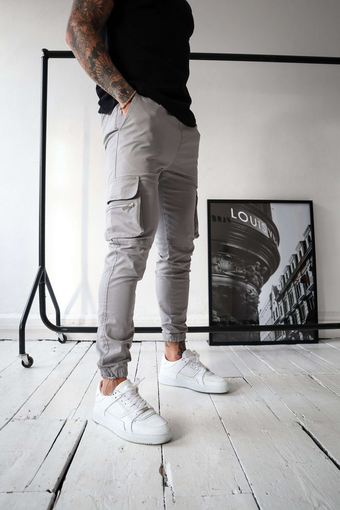 UTILITY CARGO PANTS - LIGHT GREY