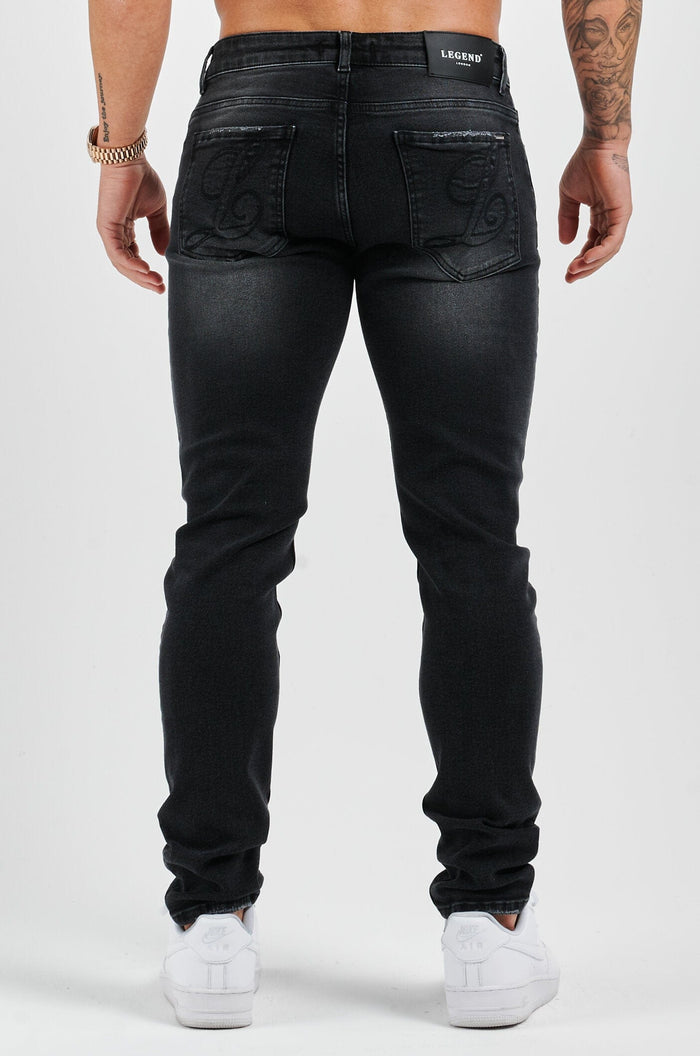 SLIM FIT JEANS 2.0 DISTRESSED - GREY WASH