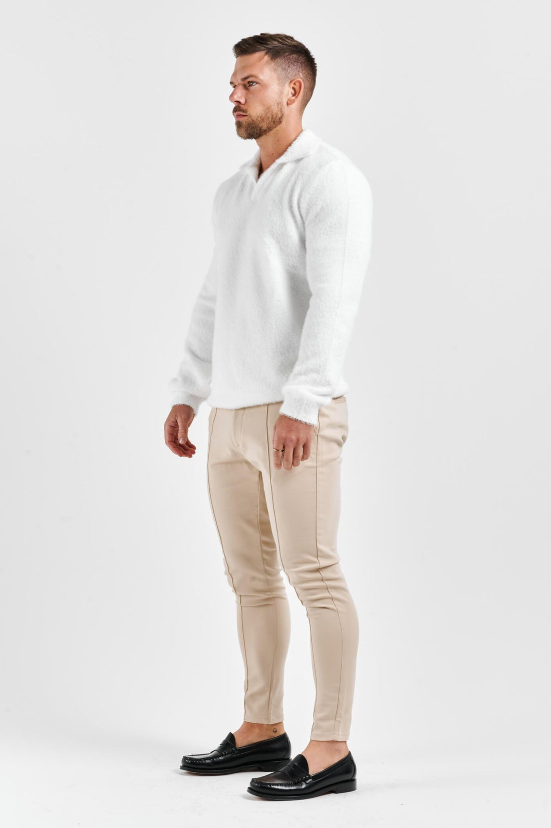 Legend London KNITWEAR BRUSHED POLO - CREAM