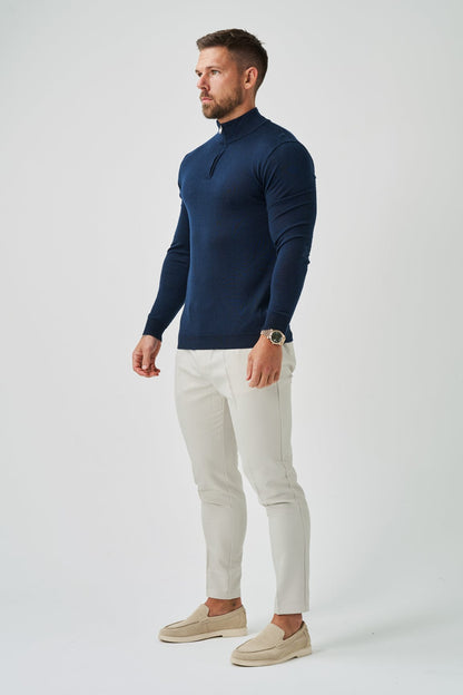 Legend London KNITWEAR KNIT QUARTER ZIP SWEATER - NAVY