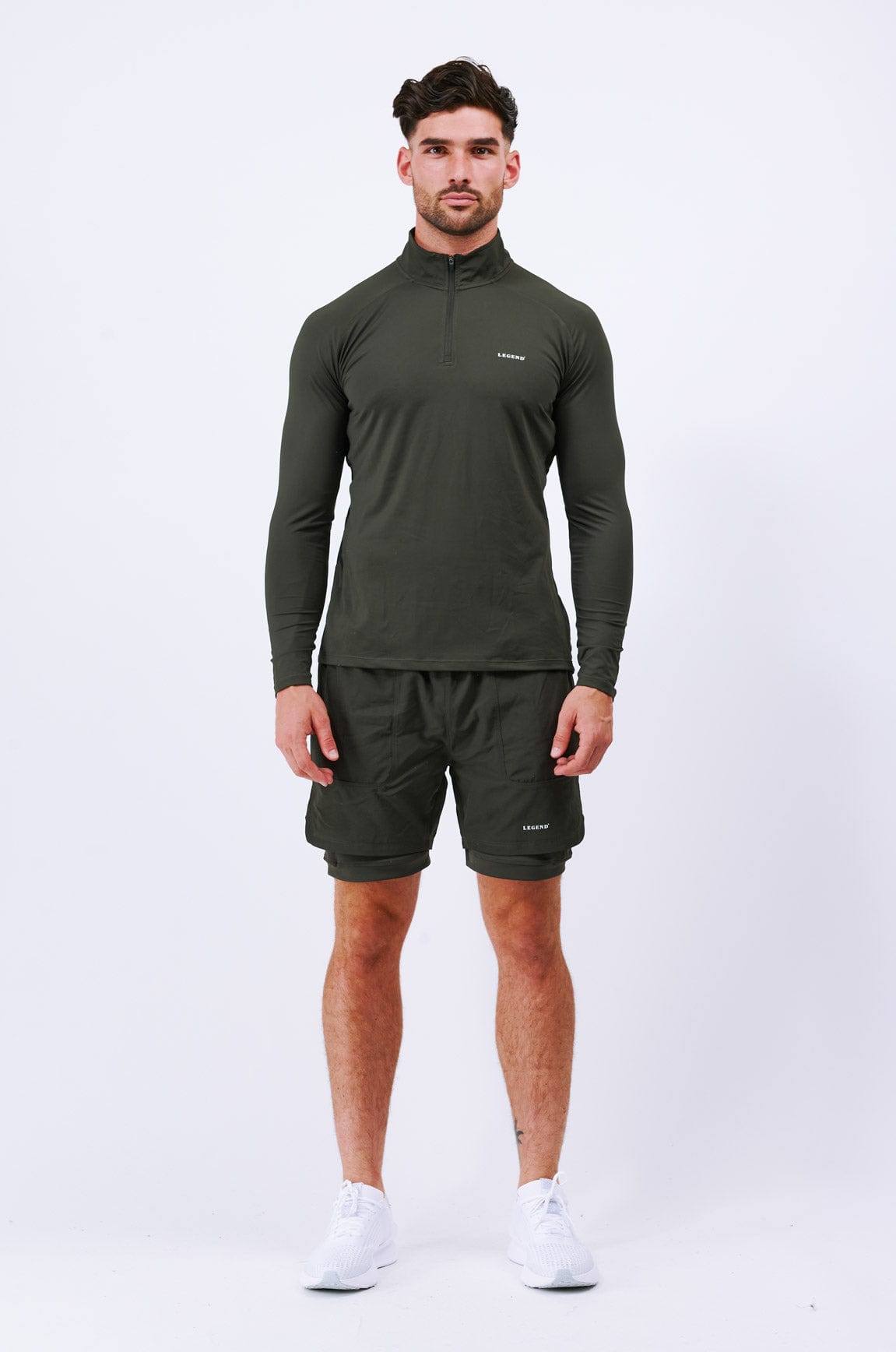 Legend London LEGEND ACTIVE ZIP TOP - MILITARY KHAKI