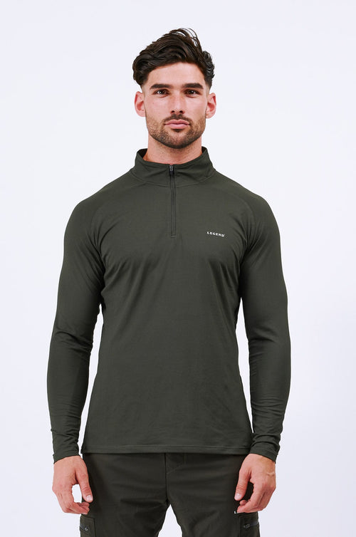 Legend London LEGEND ACTIVE ZIP TOP - MILITARY KHAKI