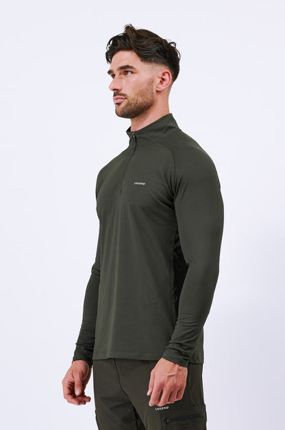 Legend London LEGEND ACTIVE ZIP TOP - MILITARY KHAKI