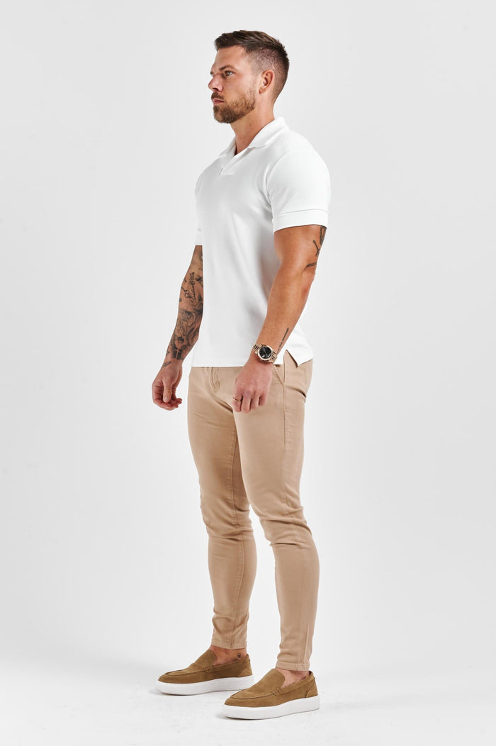 CORE POLO-SHIRT CREME REVERE-KRAGEN