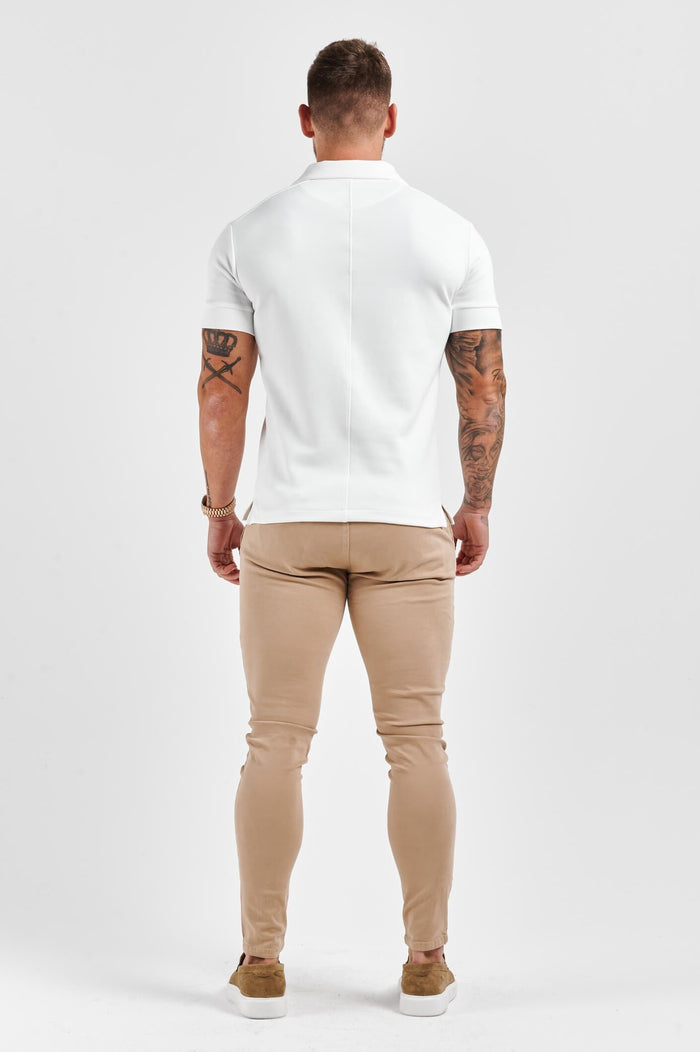 CORE POLO-SHIRT CREME REVERE-KRAGEN