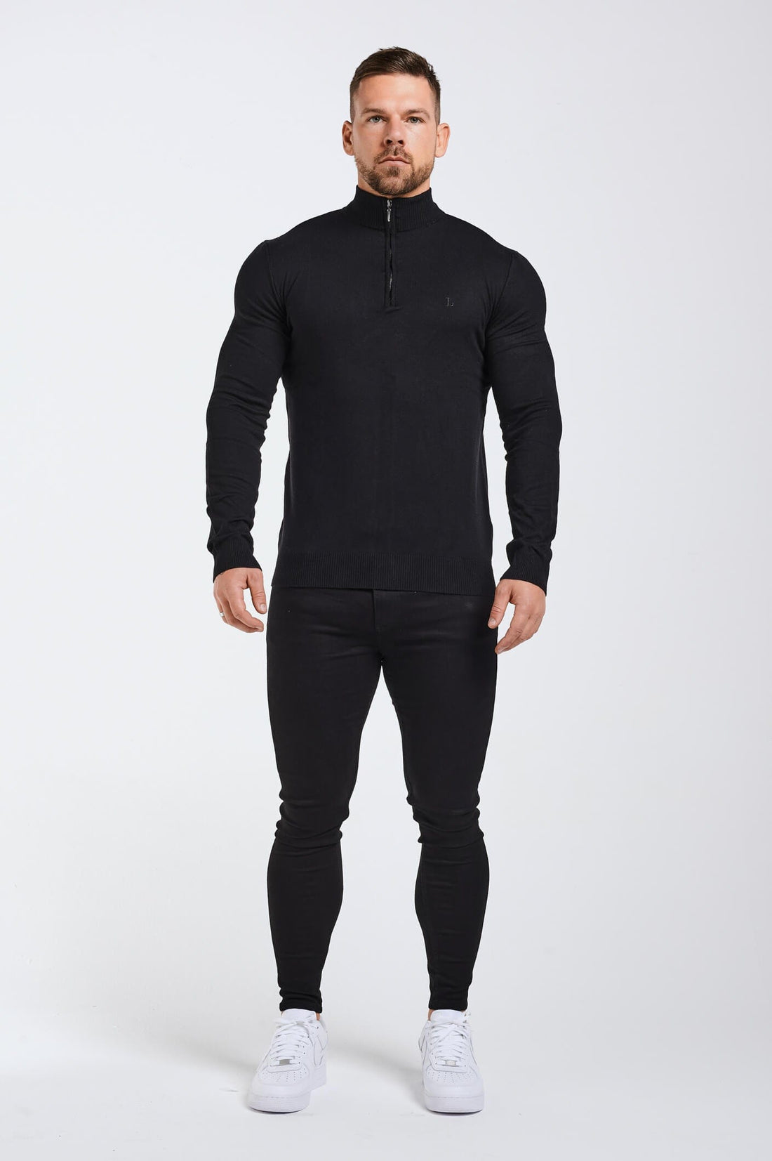 Legend London Polo KNIT MUSCLE FIT SWEATER - BLACK