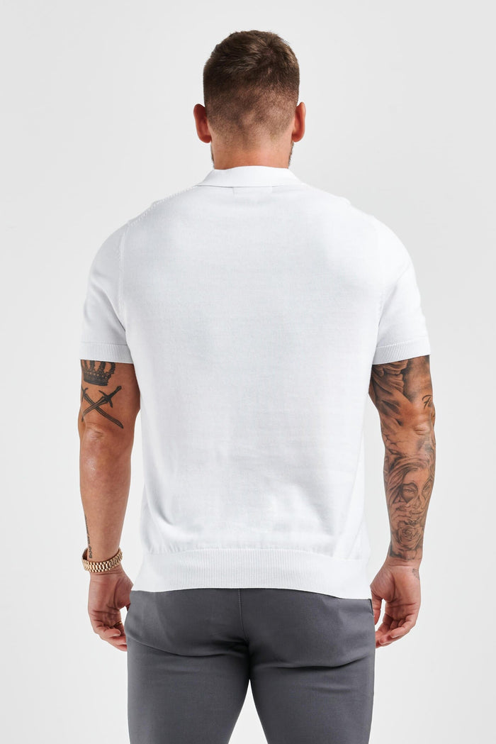 LEGEND OPEN COLLAR POLO SHIRT - WHITE