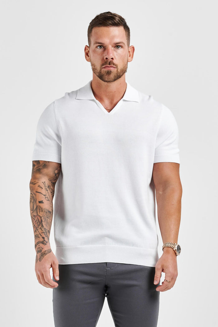 LEGEND POLOSHIRT MIT OFFENEM KRAGEN – WEISS