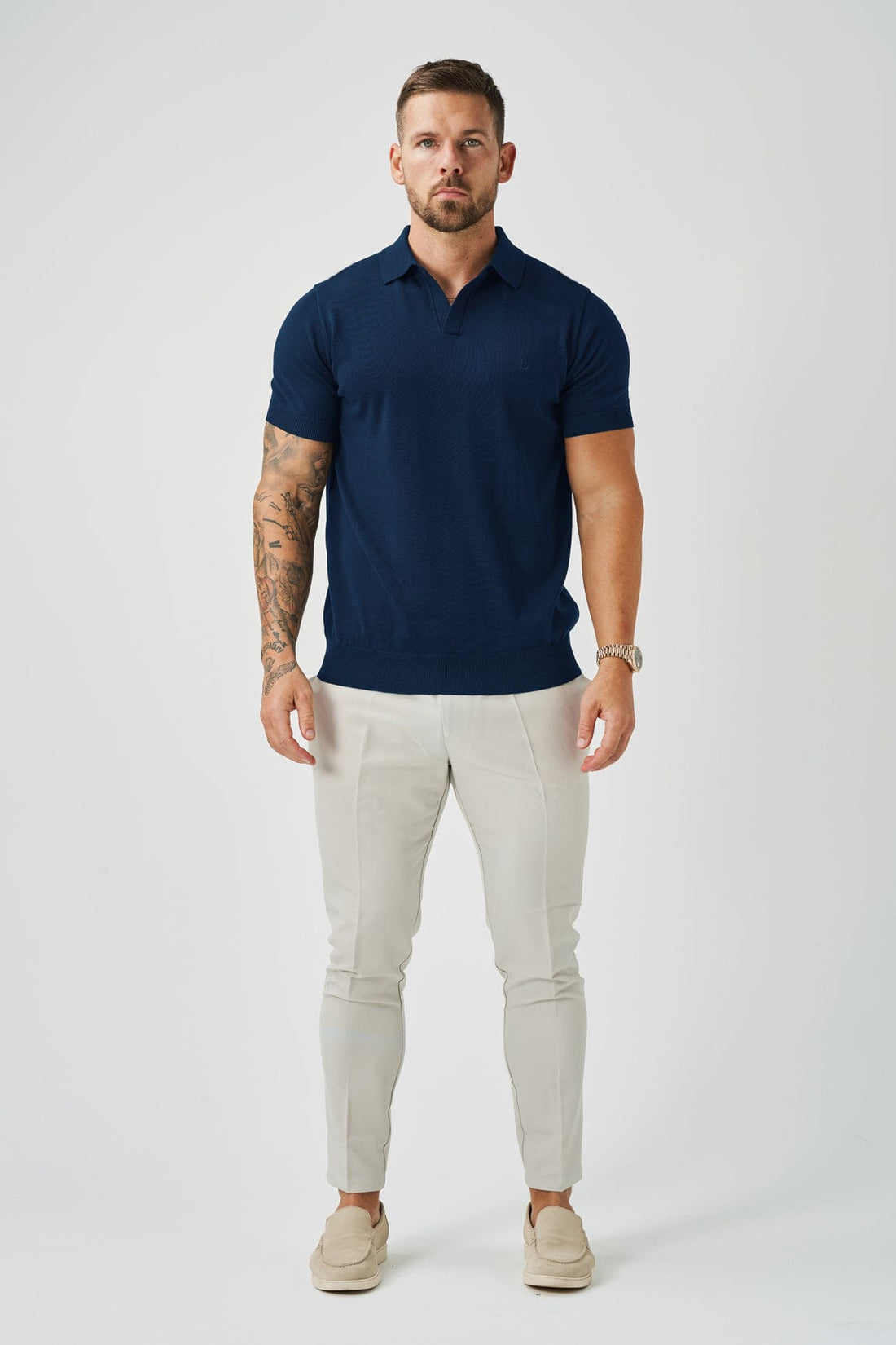 Legend London Polo OPEN COLLAR POLO - NAVY