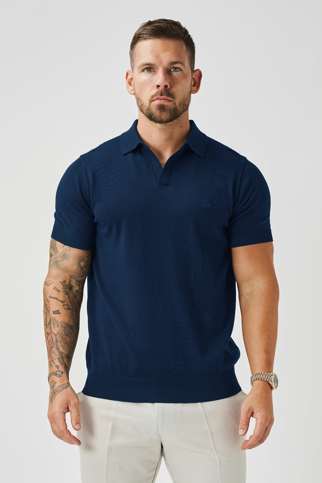 Legend London Polo OPEN COLLAR POLO - NAVY