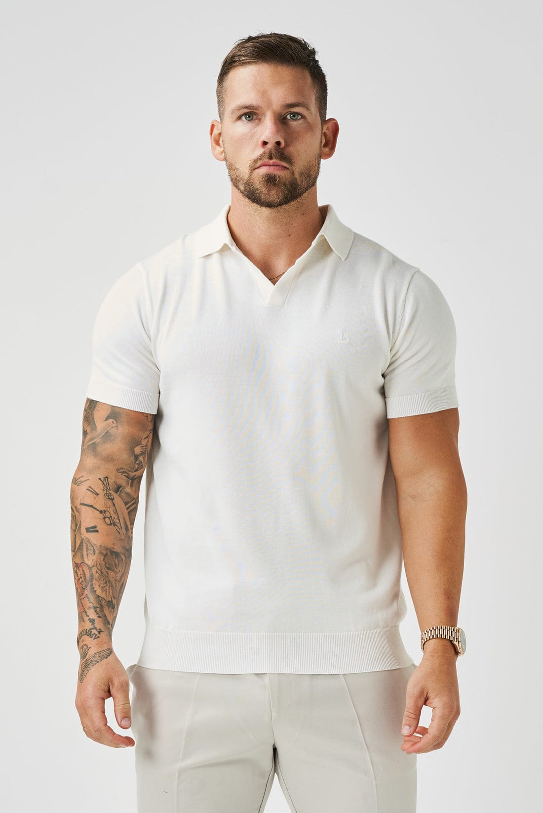 Legend London Polo OPEN COLLAR POLO - OFF WHITE