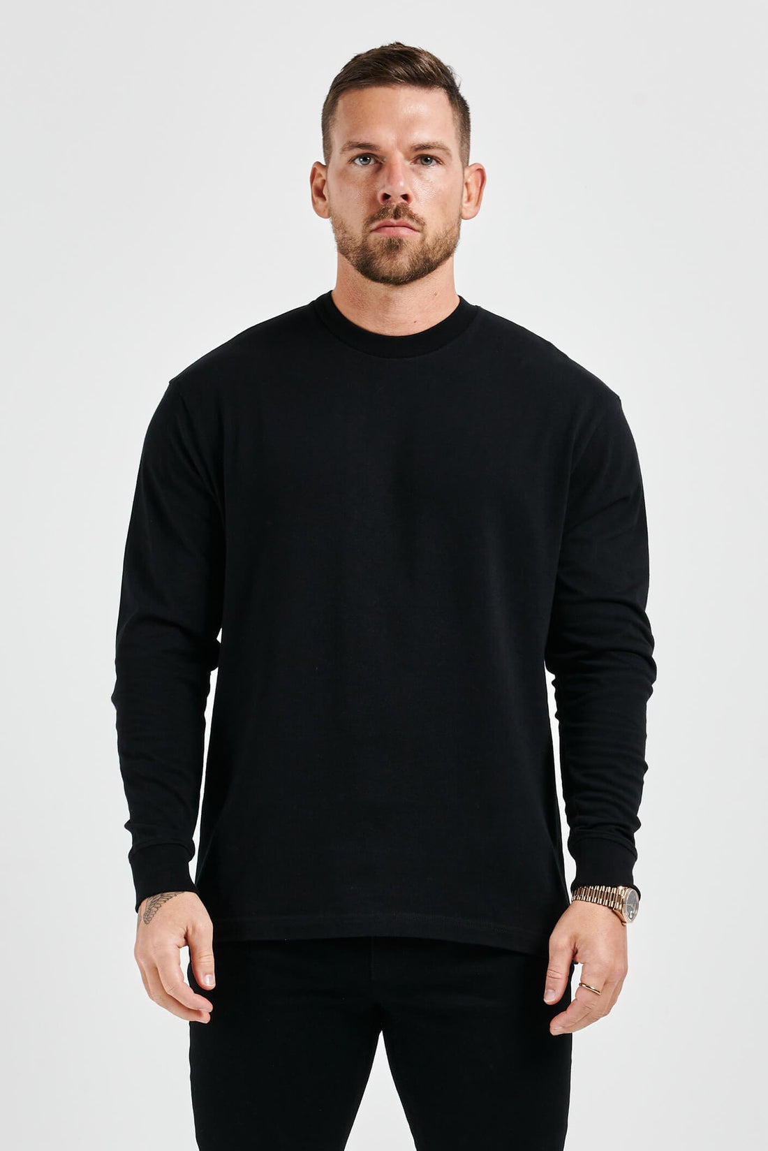 Legend London T-SHIRT LEGEND BASICS LONG SLEEVE T-SHIRT - BLACK