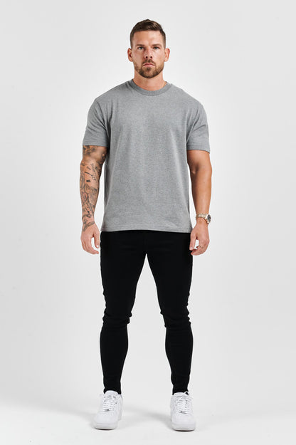 LEGEND* BASICS T-SHIRT MIT MUSCLE-FIT – DUNKELGRAU MELIERT