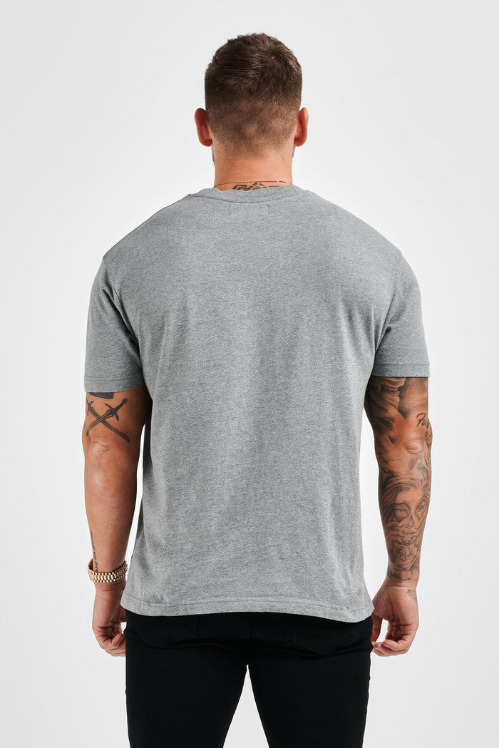 LEGEND* BASICS T-SHIRT MIT MUSCLE-FIT – DUNKELGRAU MELIERT