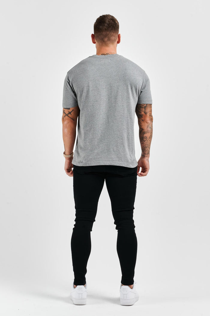 LEGEND* BASICS T-SHIRT MIT MUSCLE-FIT – DUNKELGRAU MELIERT