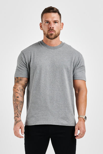 LEGEND* BASICS T-SHIRT MIT MUSCLE-FIT – DUNKELGRAU MELIERT