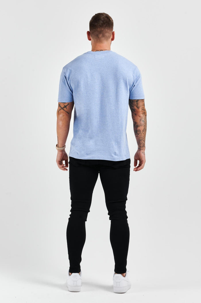 LEGEND* BASICS T-SHIRT MIT MUSCLE-FIT – HELLBLAU MELIERT