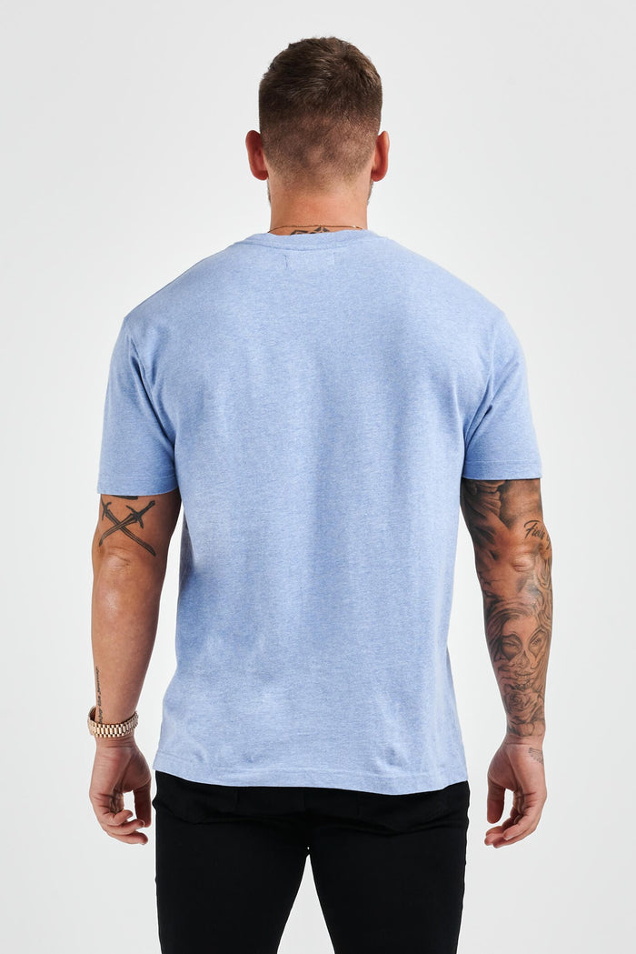 LEGEND* BASICS T-SHIRT MIT MUSCLE-FIT – HELLBLAU MELIERT