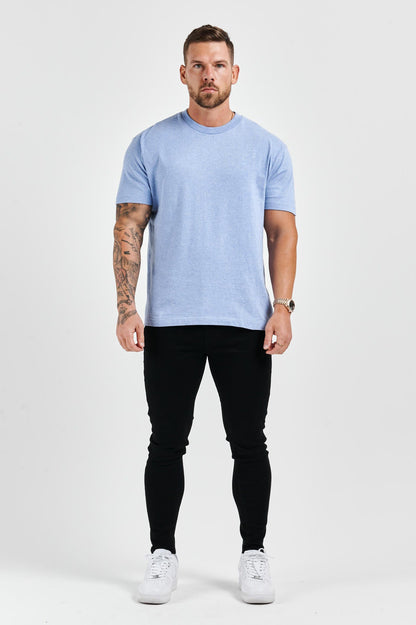 LEGEND* BASICS T-SHIRT MIT MUSCLE-FIT – HELLBLAU MELIERT