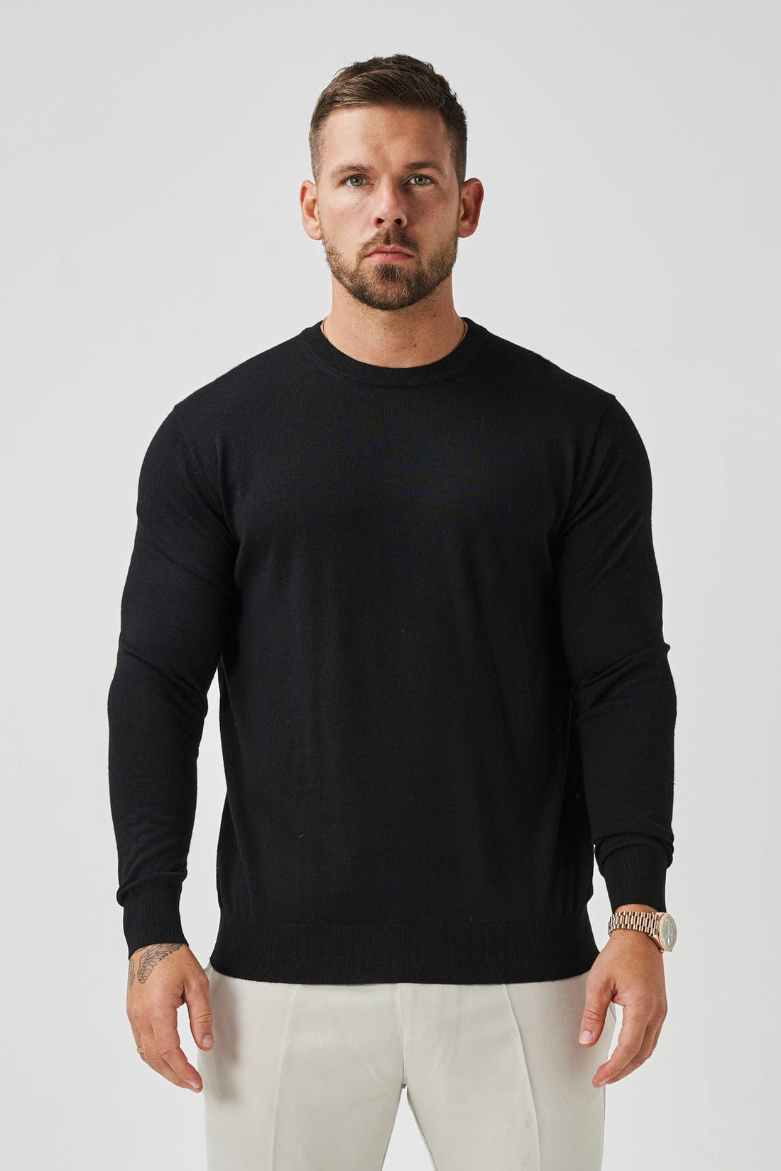 Legend London T-SHIRT LONG SLEEVE KNIT - BLACK