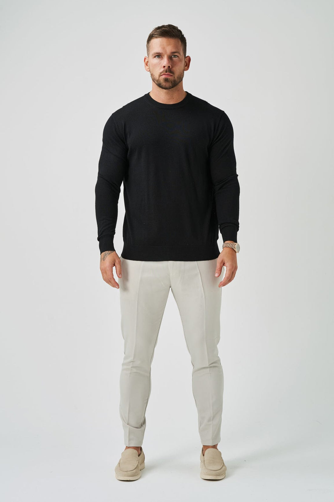 Legend London T-SHIRT LONG SLEEVE KNIT - BLACK