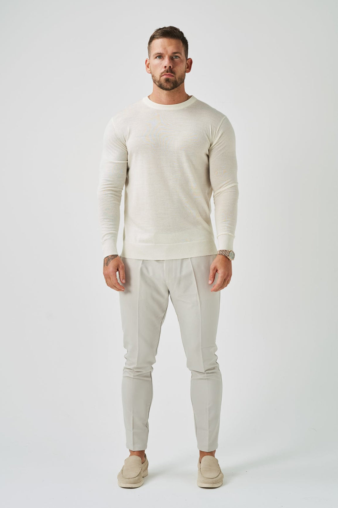 Legend London T-SHIRT LONG SLEEVE KNIT - OFF WHITE