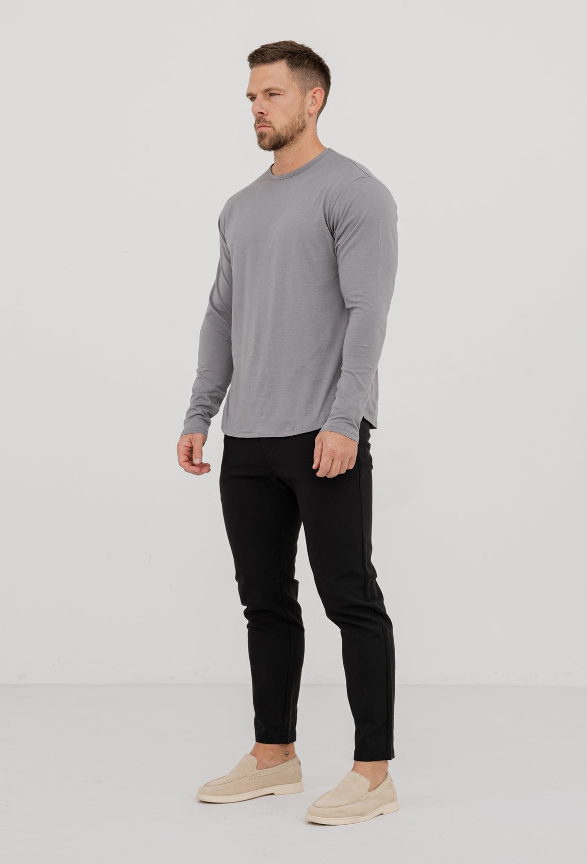 Legend London T-SHIRT LONG SLEEVE TOP - SLATE GREY