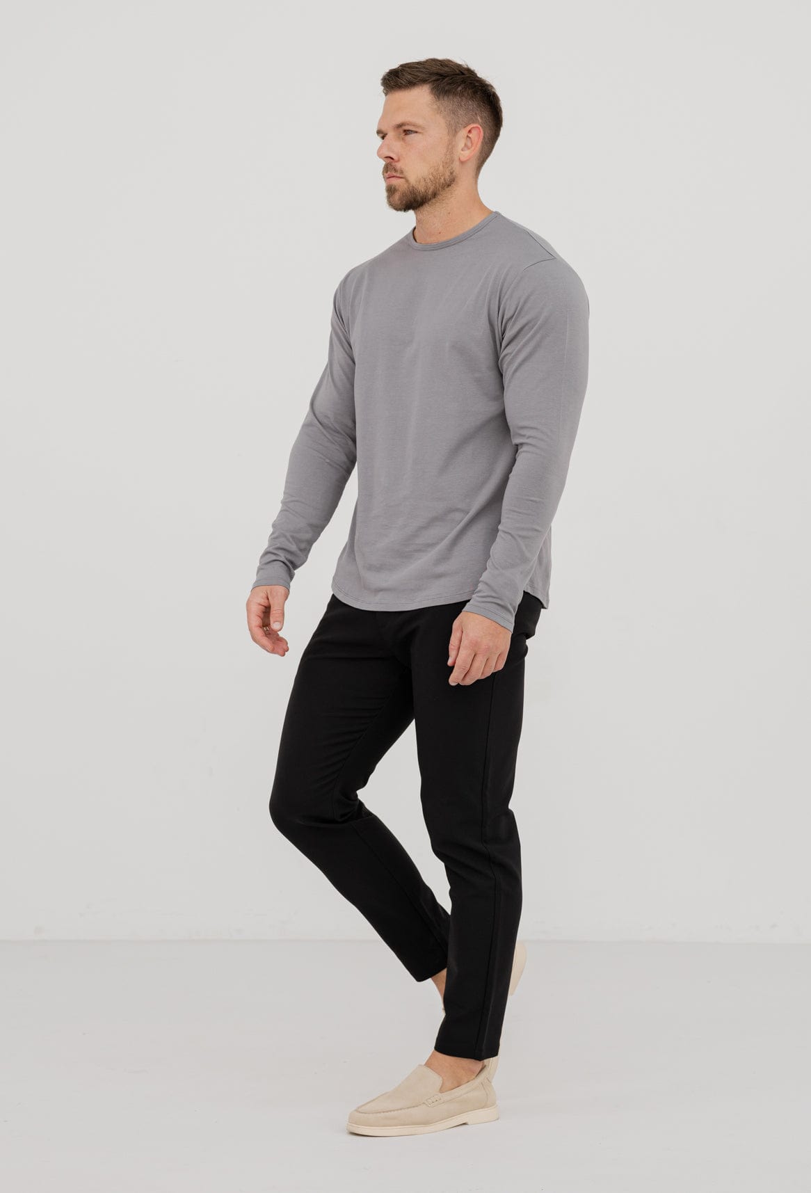 Legend London T-SHIRT LONG SLEEVE TOP - SLATE GREY