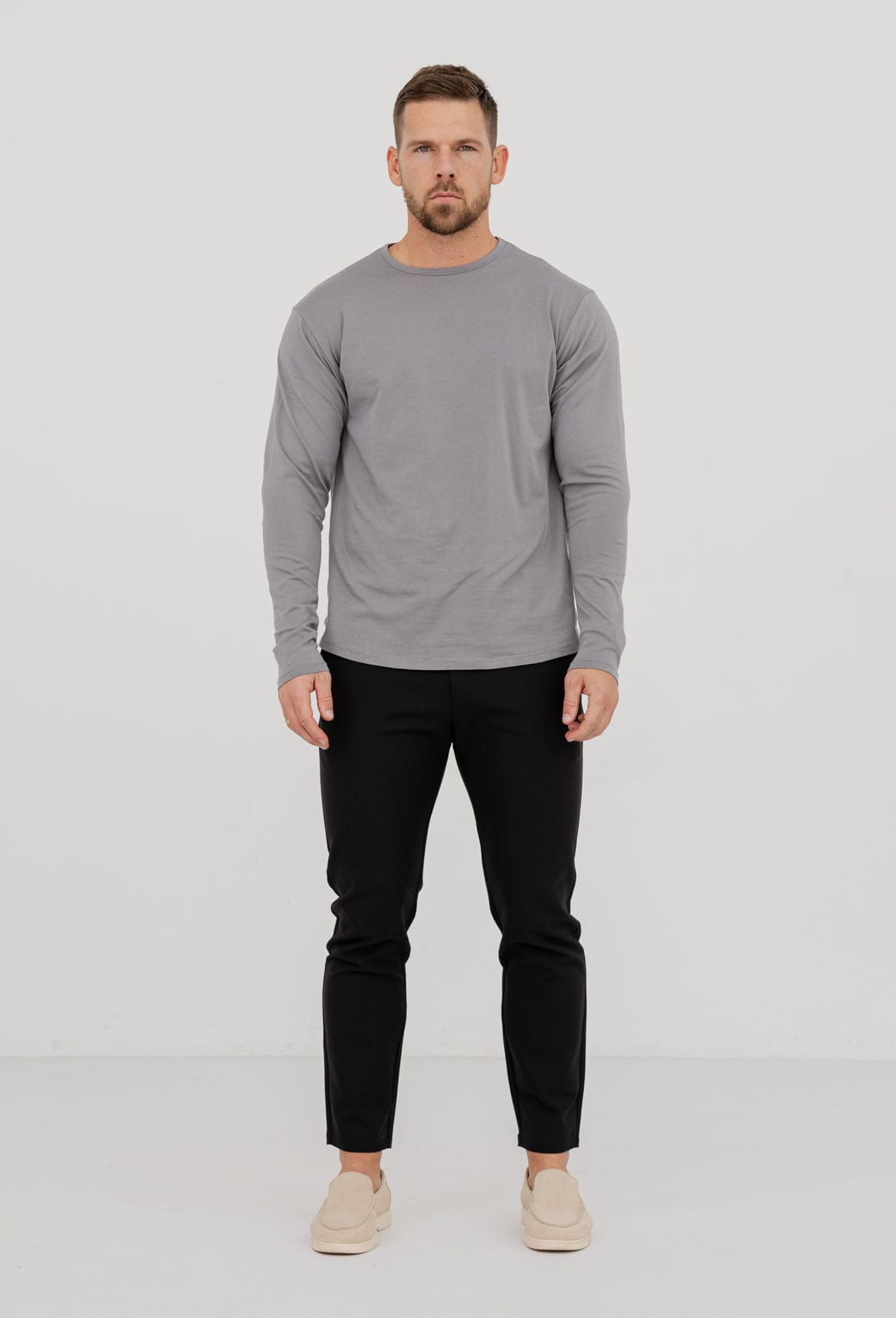 Legend London T-SHIRT LONG SLEEVE TOP - SLATE GREY