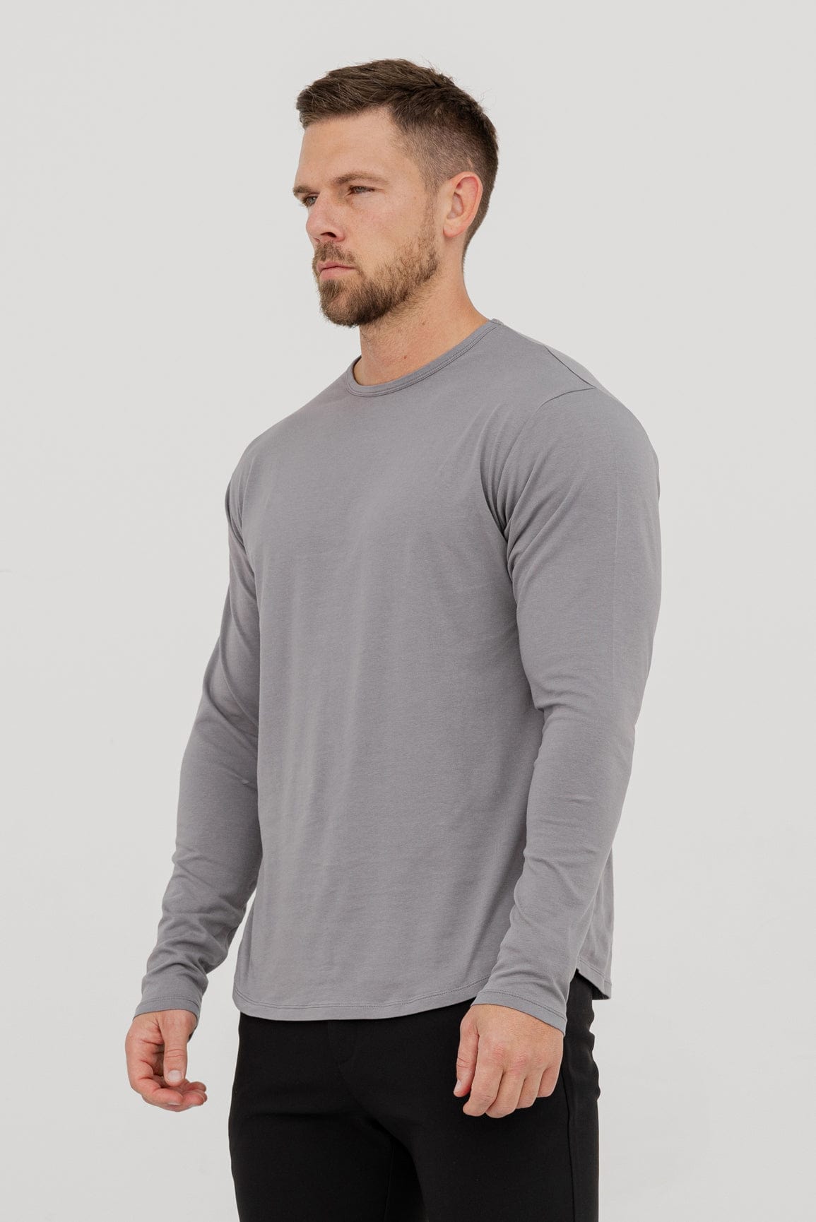 Legend London T-SHIRT LONG SLEEVE TOP - SLATE GREY