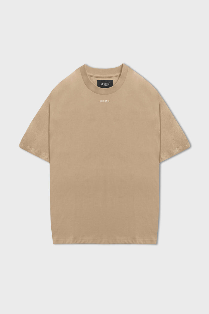 MICRO LOGO OVERSIZED T-SHIRT - TAUPE BROWN