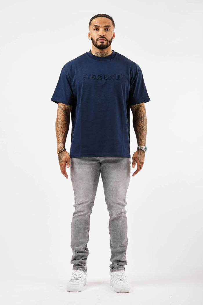 OVERSIZED T-SHIRT MET 3D-LOGO - MARINE