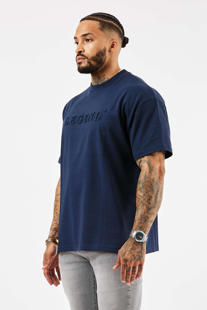 CAMISETA OVERSIZE CON LOGO 3D - MARINO