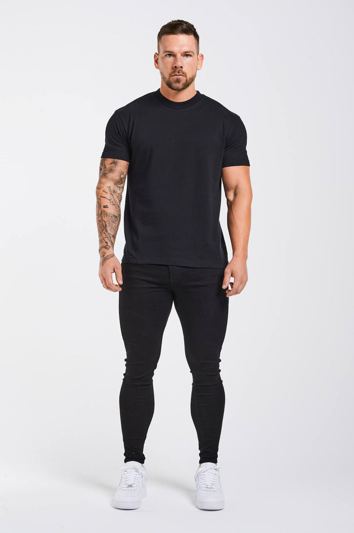 LEGENDE* BASICS MUSCLE FIT T-SHIRT - ZWART